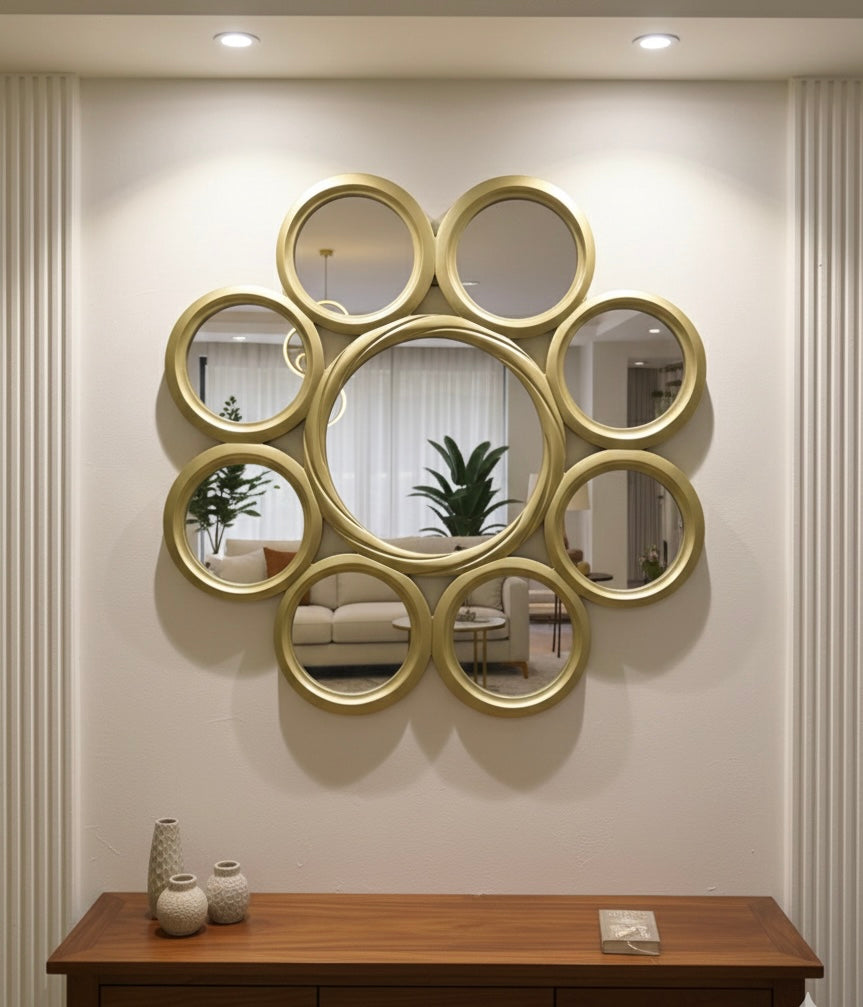 Halo Cluster Mirror – Champagne Gold