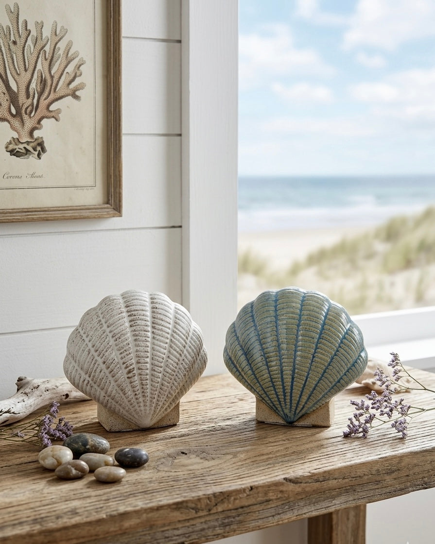Artisanal Scallop Shell Ceramic Decor