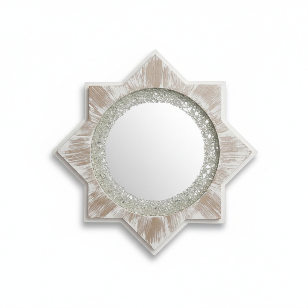 Sunburst Reflective Decor: 16" Distressed Wall Mirror