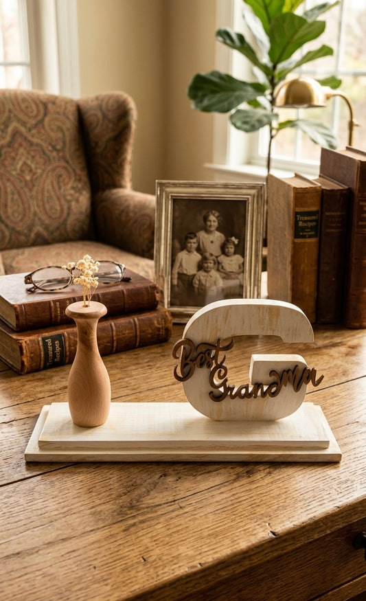 "Best Grandma" Floral Display Pedestal