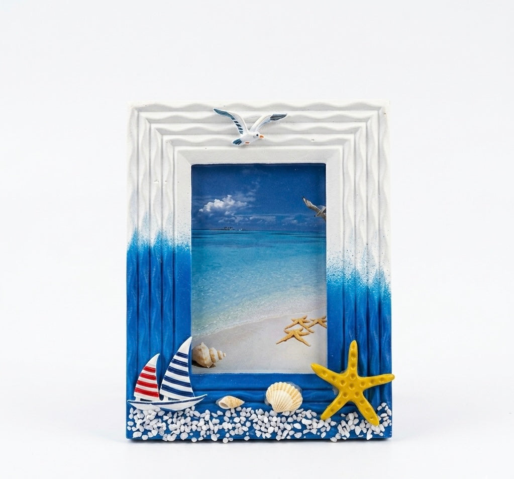 Nautical Seabird & Sailboat Photo Frame