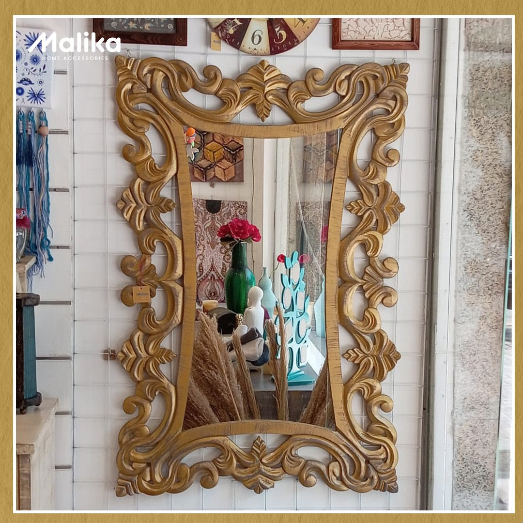 Grand Heritage Artisan-Carved Wall Mirror (120x80 cm)