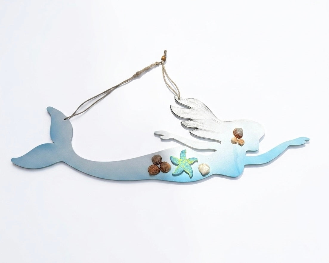 Artisanal Hand-Painted Mermaid Wall Decor