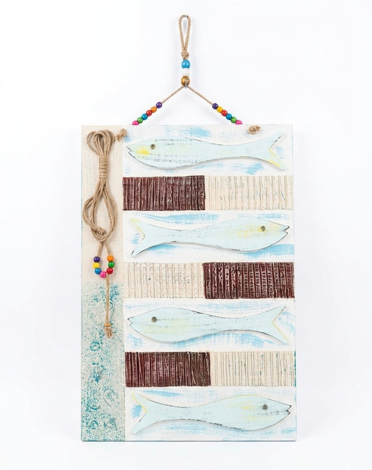 Artisanal Hand-Painted Coastal Fish Wall Art