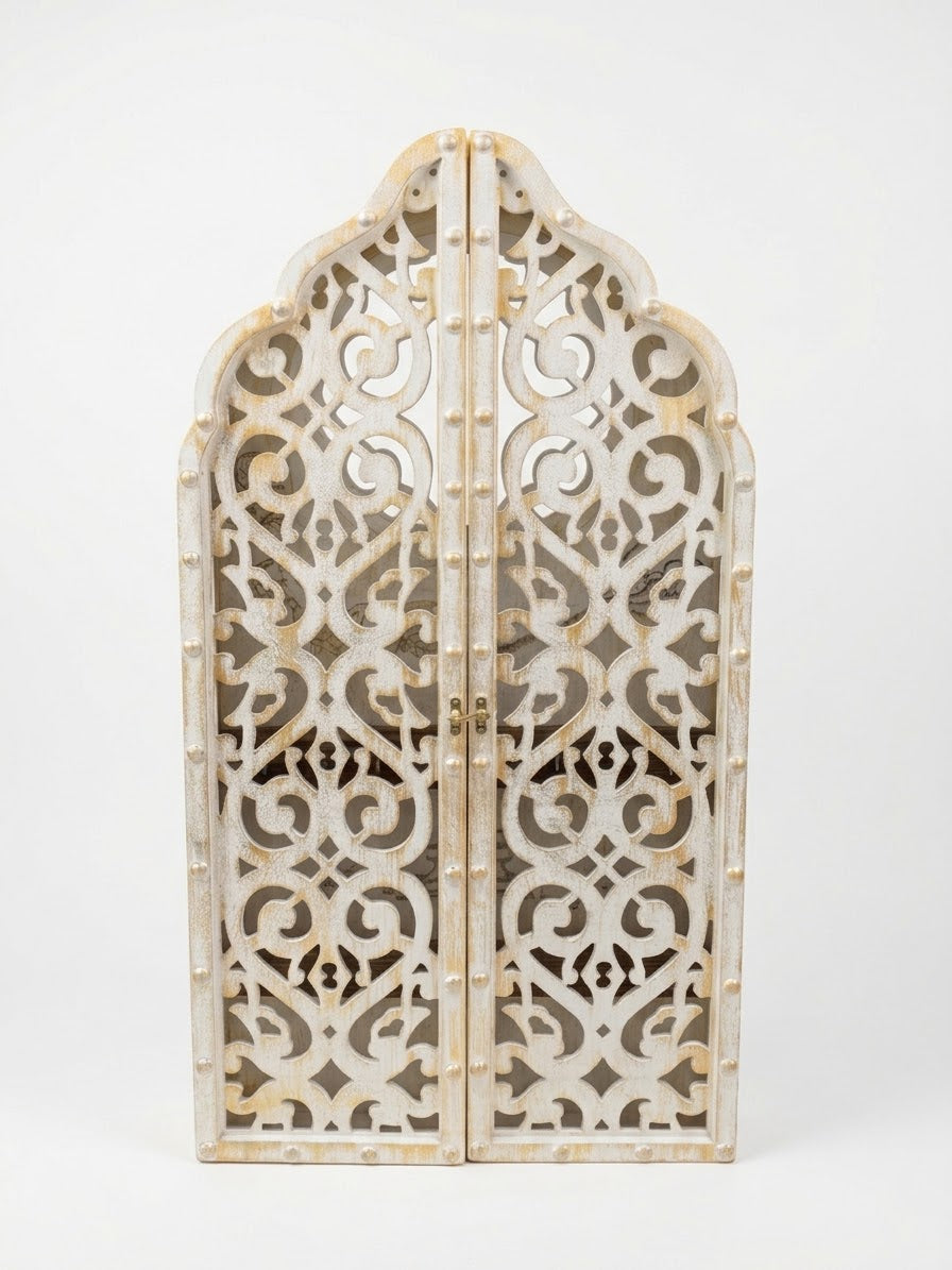 Ornate Mirror & Key Organizer Cabinet