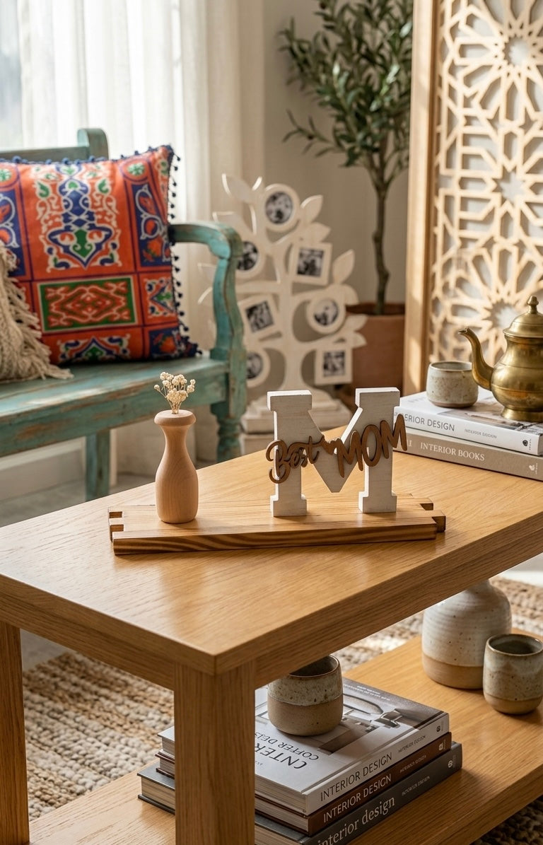 "Best Mom" Wooden Stand with Vase