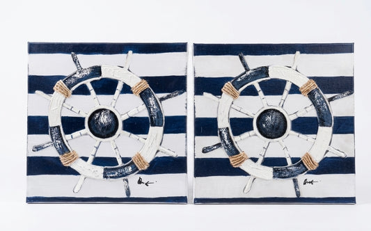 Nautical Helm Canvas Wall Art Set