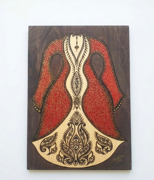 Ottoman Caftan Hand-Painted Wooden Wall Art