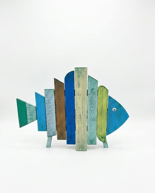 Handcrafted Wooden Fish Beach Towel Holder Basket