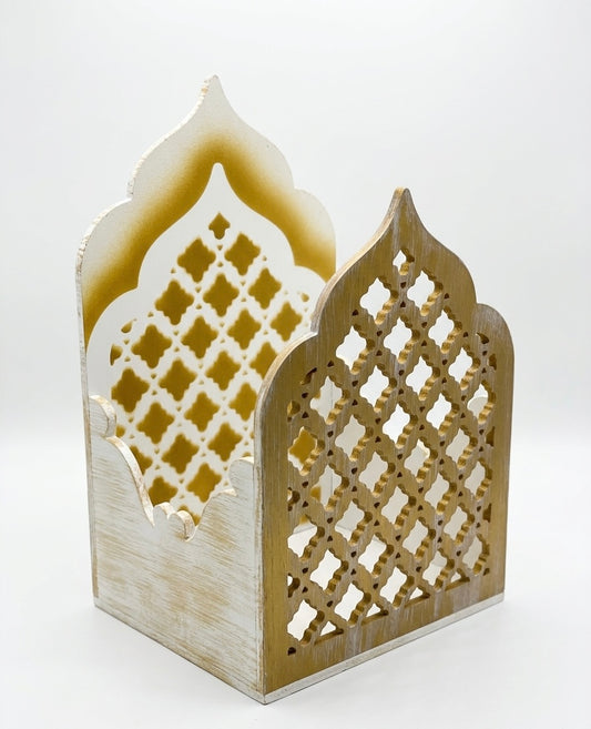 Aesthetic Arched Prayer Mat Organizer – Hand-Finished Wood