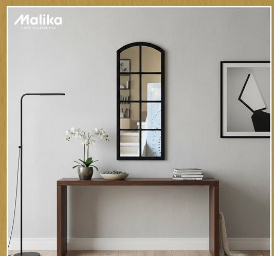 Industrial Arched Window-Pane Wall Mirror (100cm x 40cm)
