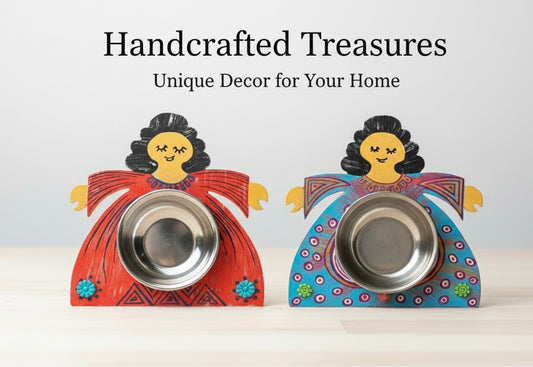 Whimsical Folk Art Serving Tray Set