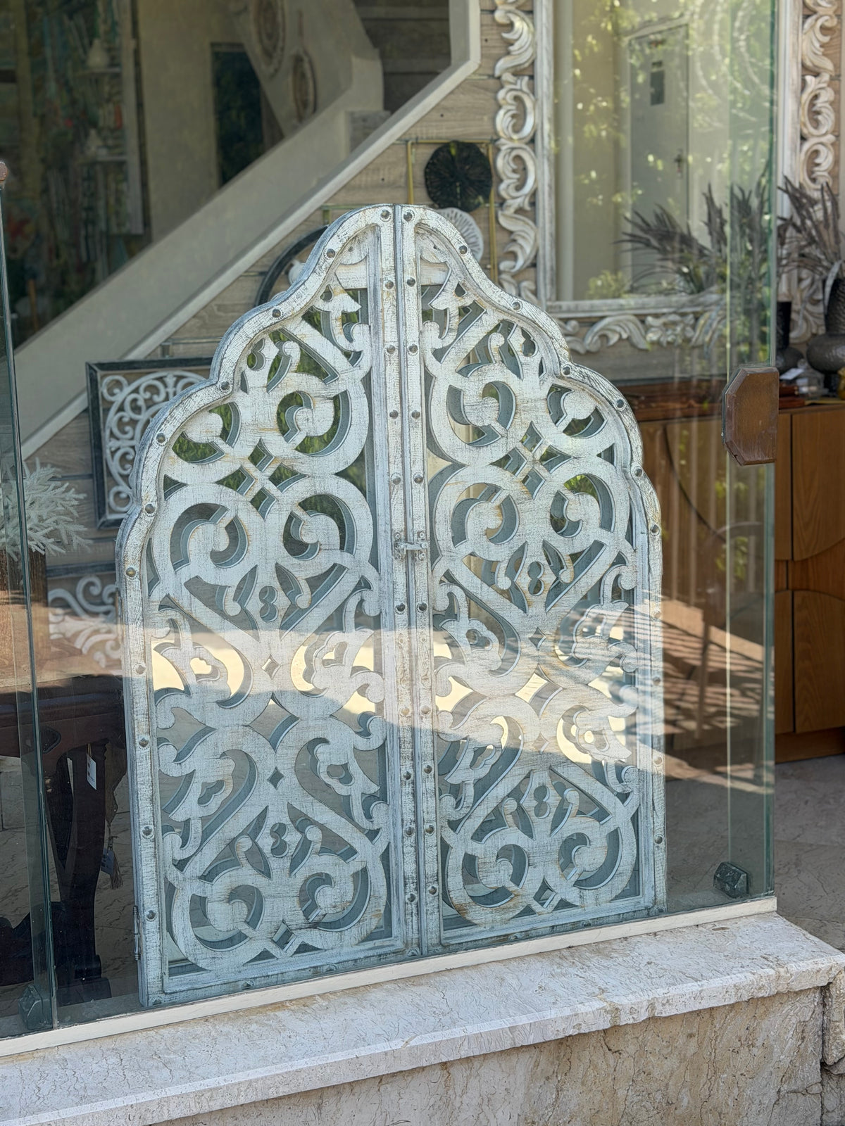 Mirrored Arabesque Hand-Carved Wall Art
