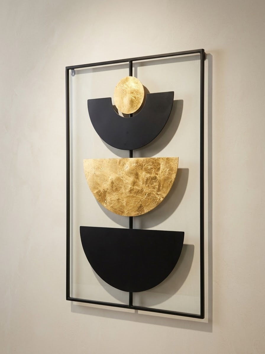 Golden Geometry Wall Art – Black & Gold | 40 × 60 cm