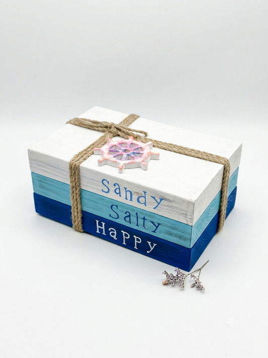 Seaside Decorative Wooden Book Stack