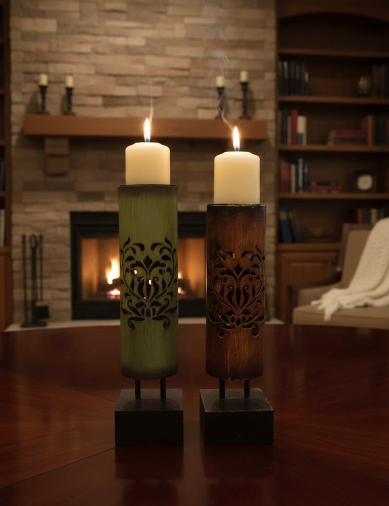 Arabesque Cut-Out Candle Pillars