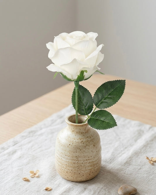 Handcrafted Silk White Rose