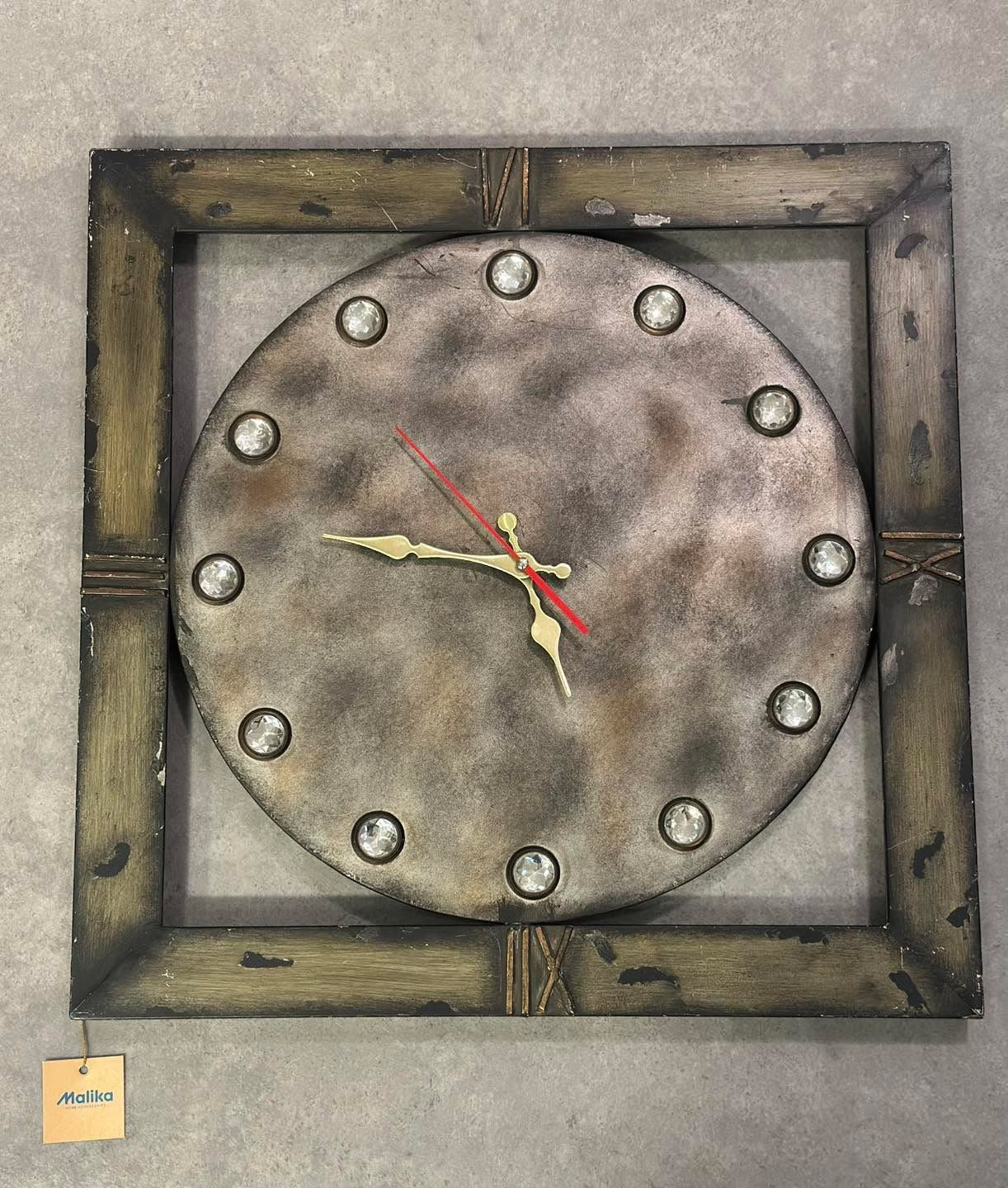 Vintage Industrial Square Wall Clock