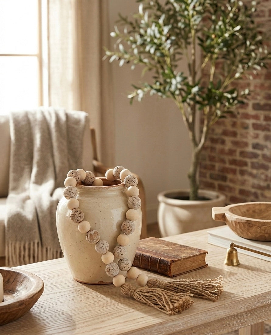 Artisanal Stone & Wood Decorative Garland