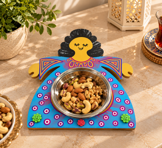 Whimsical Folk Art Serving Tray Set