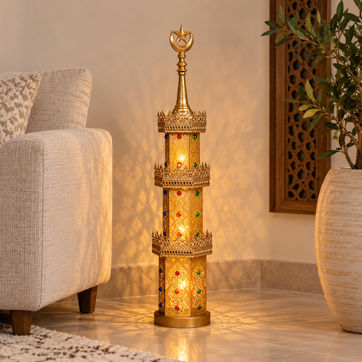 Handmade Copper Ma’azana Floor Lantern