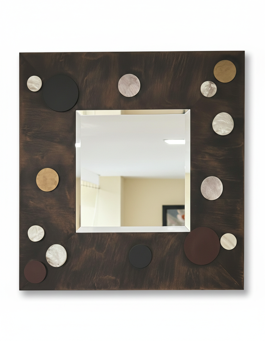 Artisan Celestial Wall Mirror | Hand-Painted Metallic Accent Design