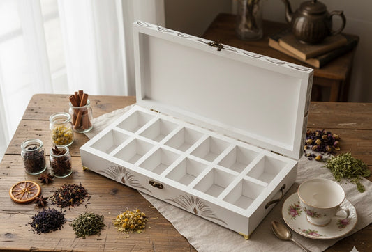 Artisanal Hand-Painted Wooden Tea Chest