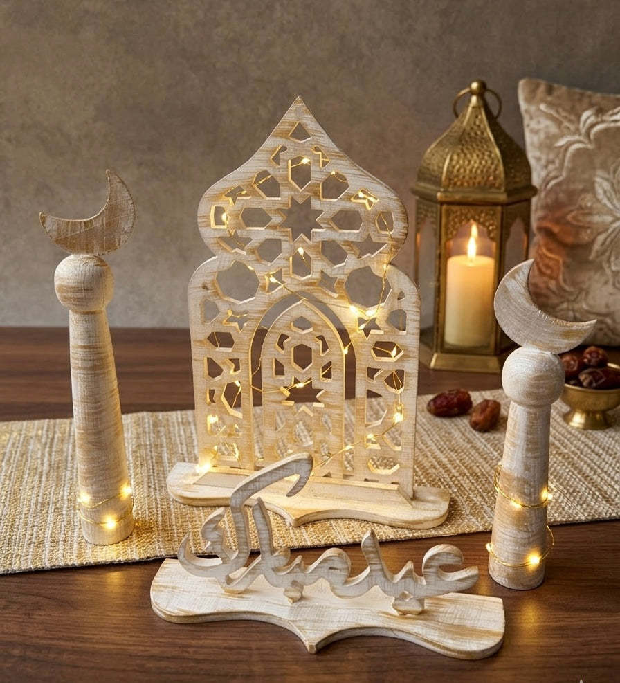 Whitewashed Wooden Eid Set