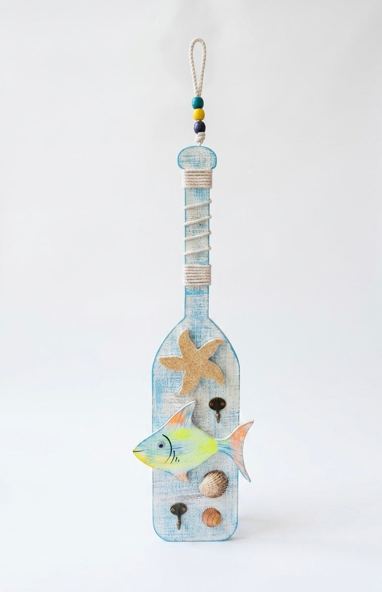 Handcrafted Wooden Oar Beach Wall Hanger