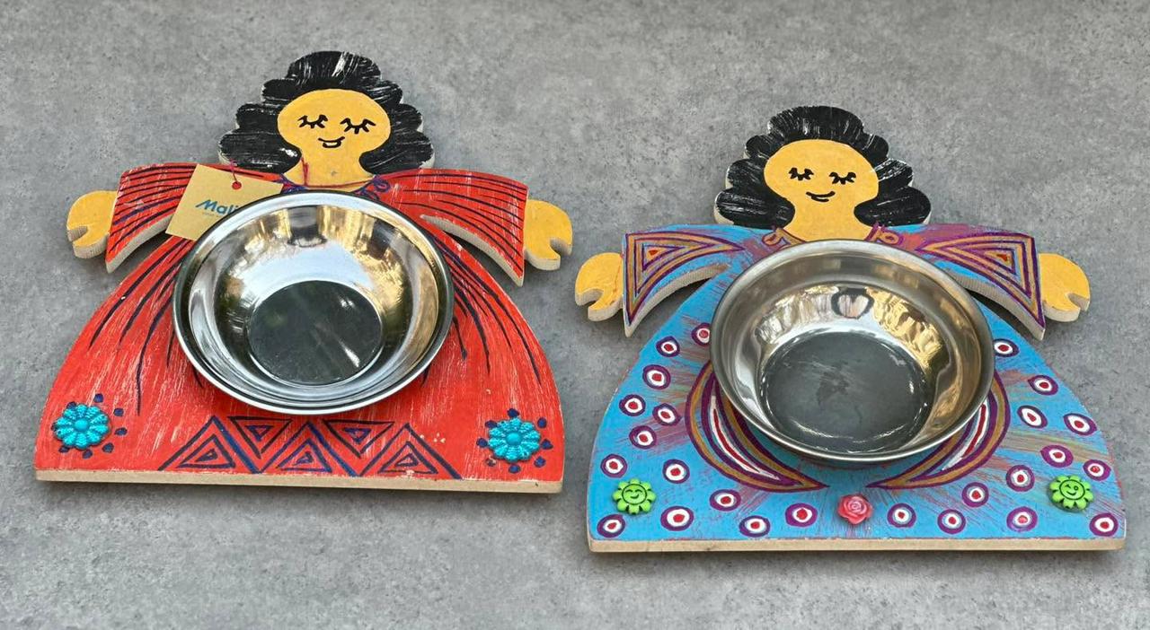 Whimsical Folk Art Serving Tray Set