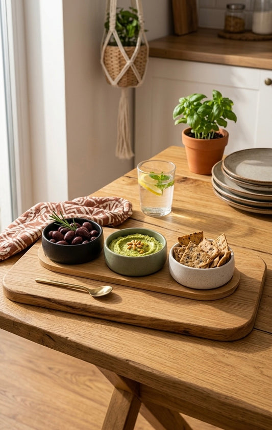 Artisanal Trio Dipping Set with Bamboo Board
