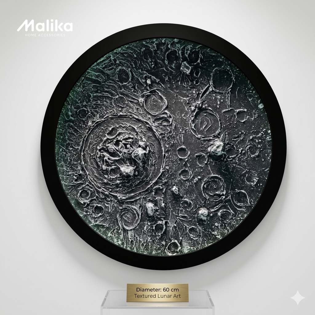 Lunar Texture: 60 cm Circular Wall Art