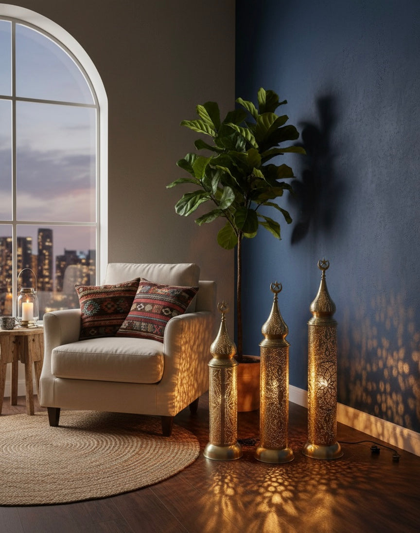 Celestial Filigree Floor Lantern – Moroccan-Inspired