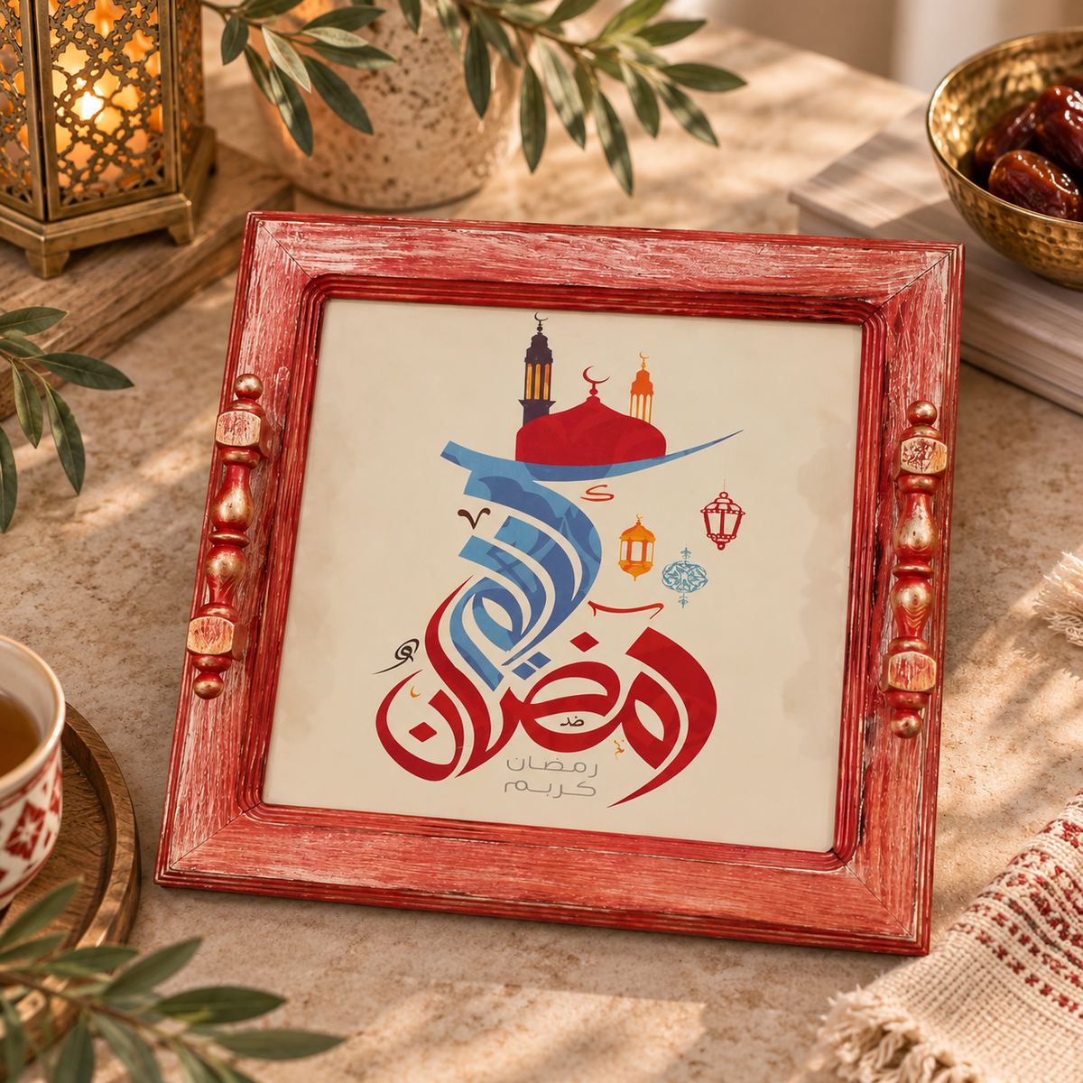 Ramadan Calligraphy Wooden Tray