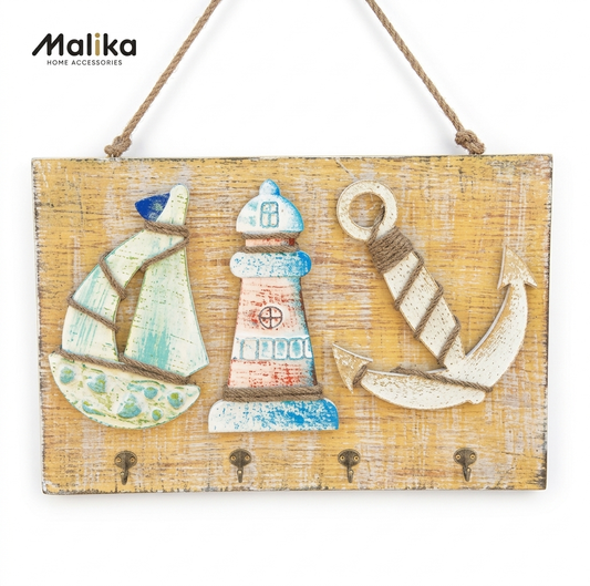 Malika Nautical "Sailboat, Lighthouse & Anchor" Key Holder