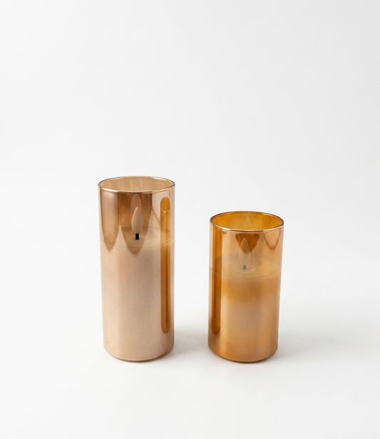 Golden Amber Flameless LED Wax Candle Duo