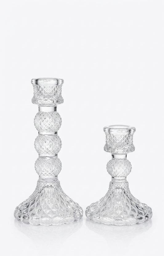 Vintage Pressed Glass Candlestick Holders – Set of 2