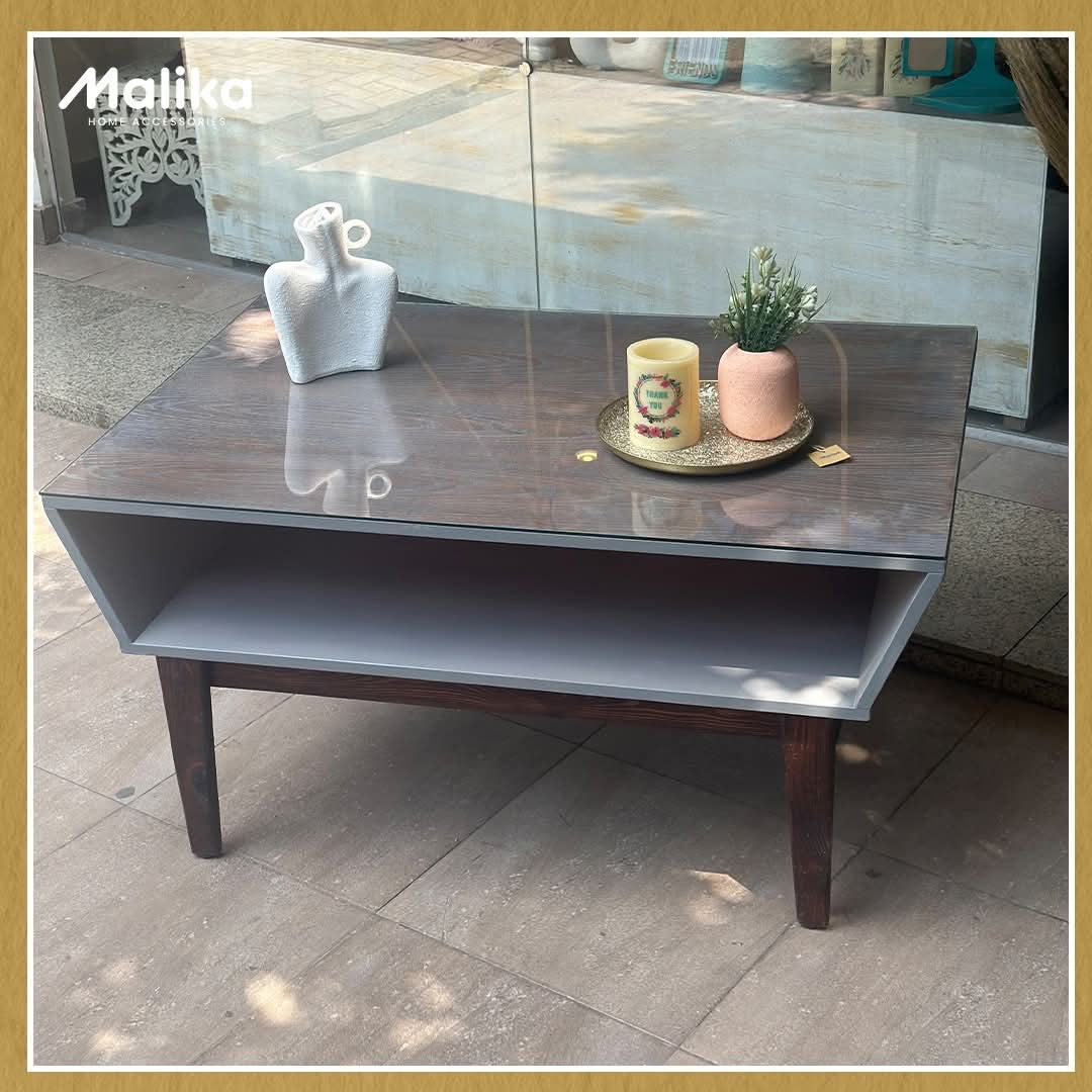 Modern Noir Glass-Top Coffee Table