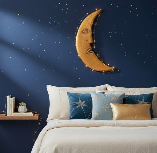 Celestial Gilded Crescent Moon Wall Decor