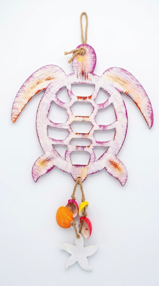 Artisanal Hand-Painted Sea Turtle Wall Decor