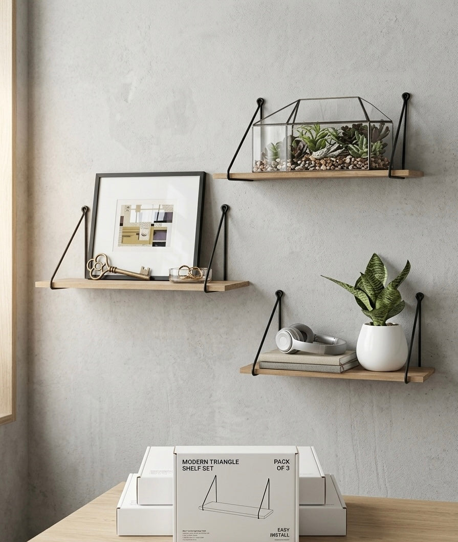 Modern Triangle Hanging Wall Shelf