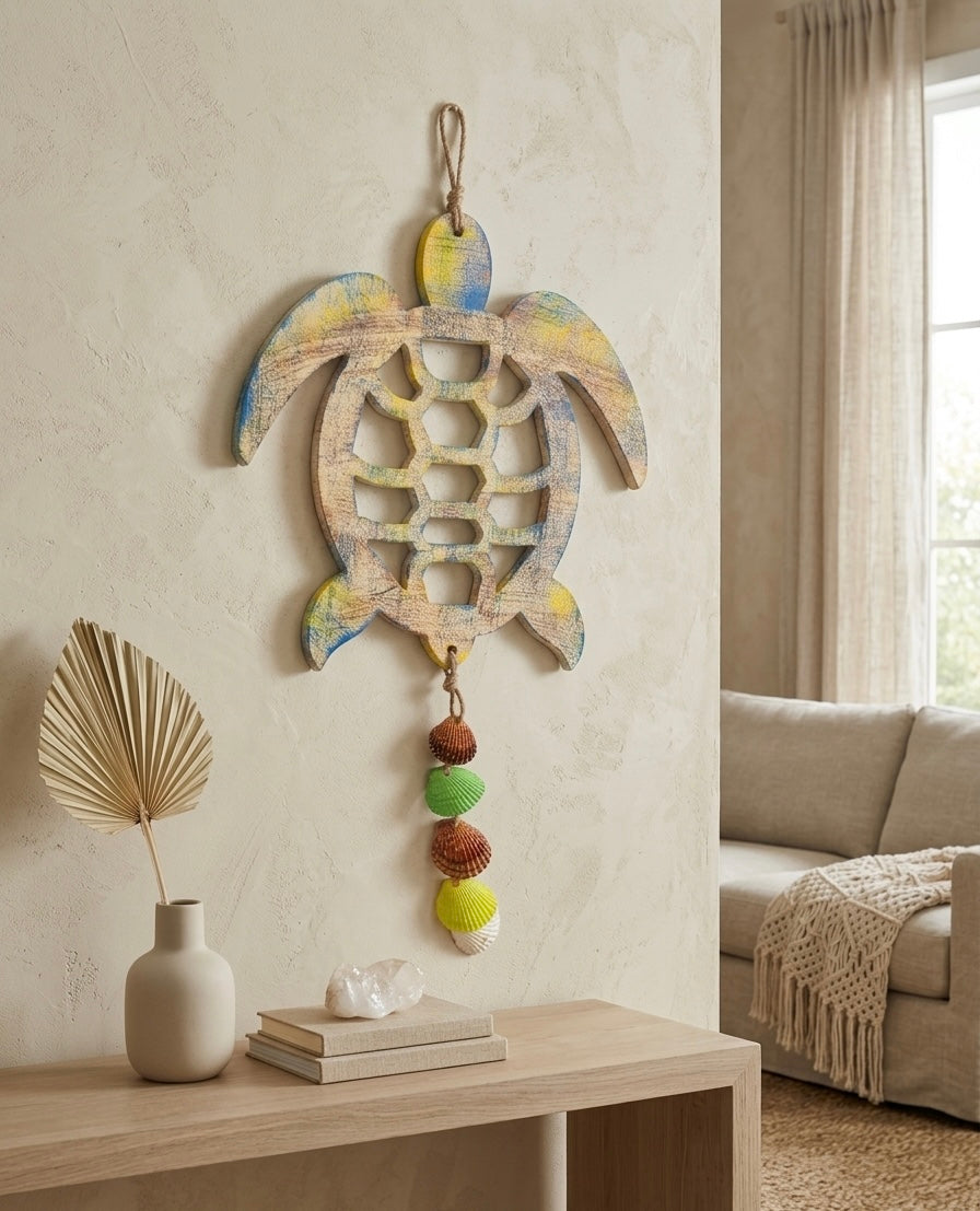 Artisanal Hand-Painted Sea Turtle Wall Decor
