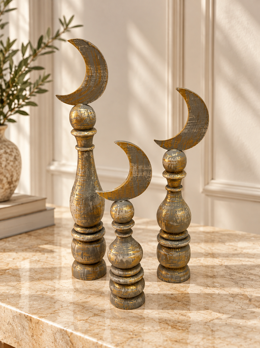 Artisan Crescent Moon Pedestal Trio