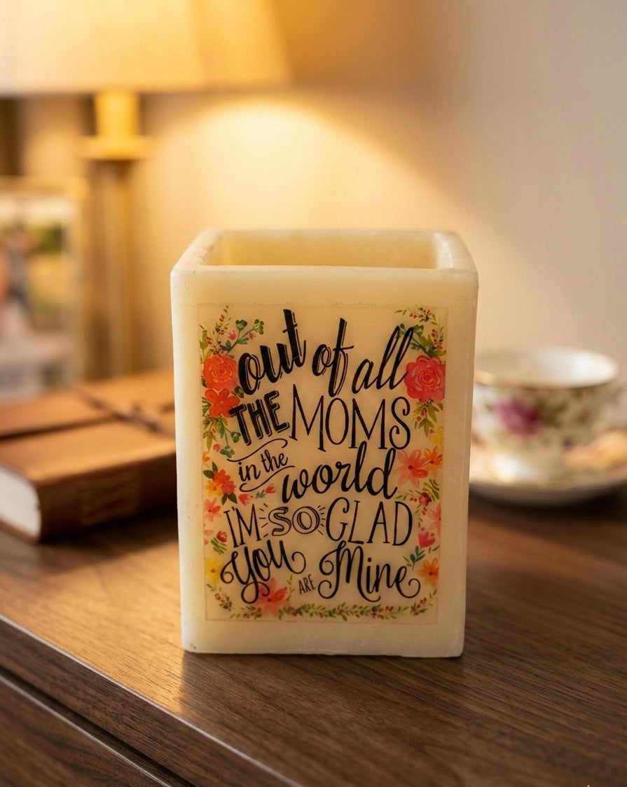 "Everlasting Glow" Square Wax Candle Holder for Mom & Mother-in-Law