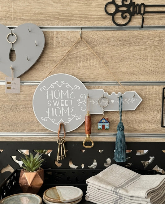 "Home Sweet Home" Key Shape Wooden Wall Hanger
