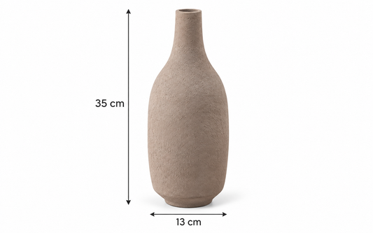 Textured Taupe Vase with Artificial Flower Arrangement