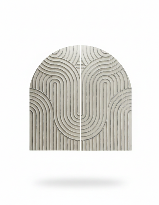 Arched Harmony: Hand-Carved Wooden Wall Art