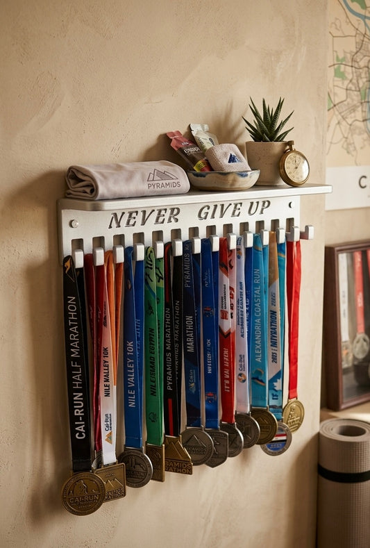 Triumph "Never Give Up" Medal Display & Trophy Shelf