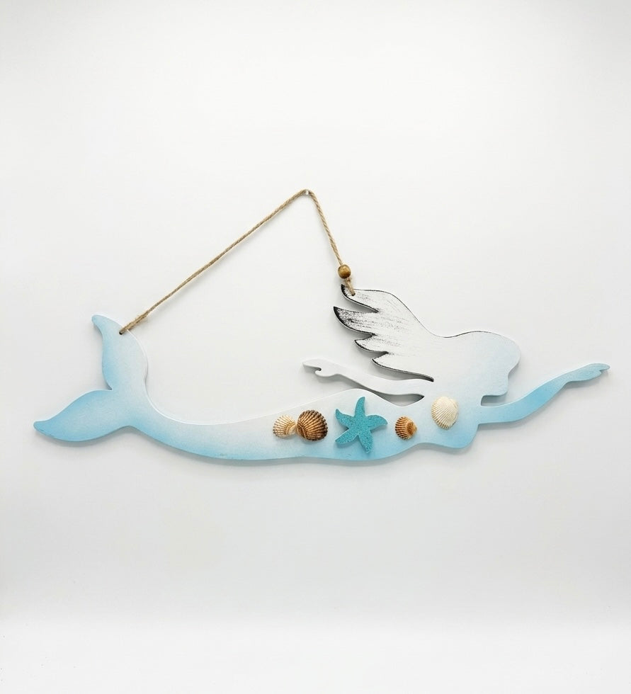 Small Artisanal Hand-Painted Mermaid Wall Decor