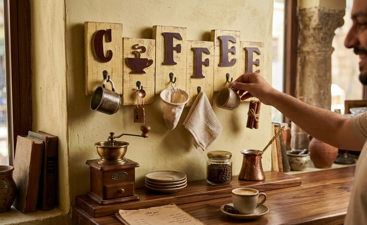 Rustic "COFFEE" Wooden Wall Organizer